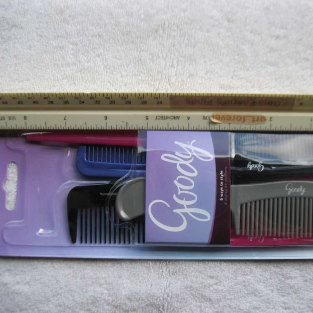 Goody Value 6 Pack Plastic Multi Hair Super Comb Set All Purpose Style Detangle
